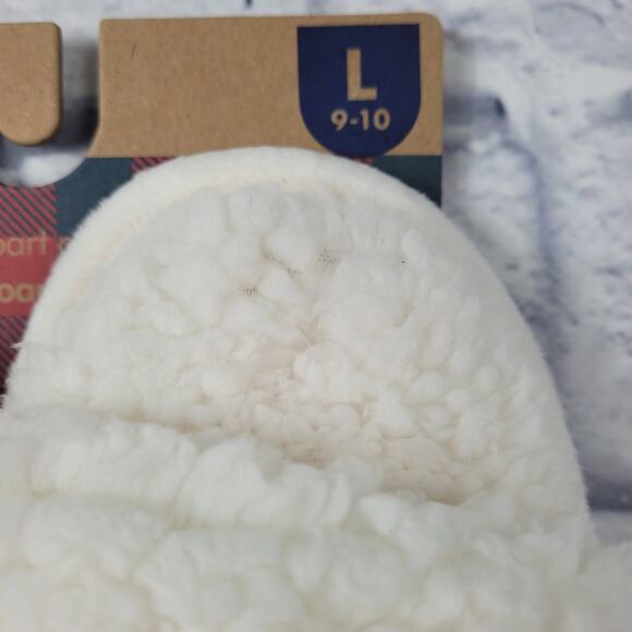 Dearfoams Lane Teddy Slide Memory Foam Slippers in Muslin size Large (9-10) - Picture 3 of 15